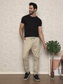 Men Pants - 杏色 - 查看 5