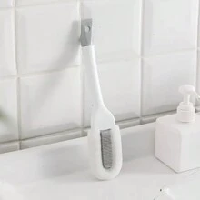 1pc Multi-functional Professional Soft Shoe Brush With Long Handle And Cleaning Solution - White - View 1