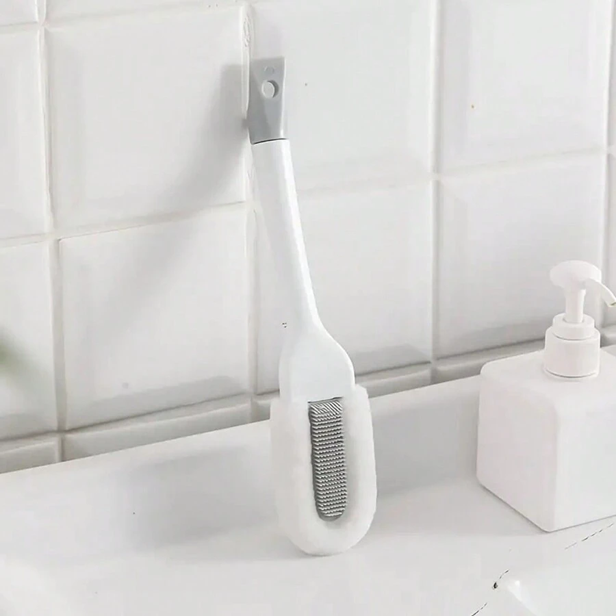 1pc Multi-functional Professional Soft Shoe Brush With Long Handle And Cleaning Solution - White - View 1