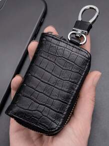 1入黑色鱷魚紋萬能車鑰匙套,拉鍊式車鑰匙皮夾車用配件 - 彩色 - 查看 3