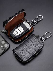 1入黑色鱷魚紋萬能車鑰匙套,拉鍊式車鑰匙皮夾車用配件 - 彩色 - 查看 1