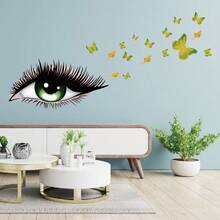 1pc Green Butterfly Eyes Wall Sticker For Home Decoration - Multicolor - View 5
