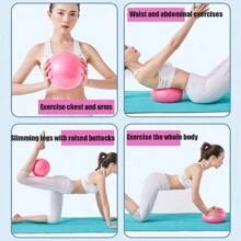 1pc Mini Exercise Pilates Yoga Balls Small Bender For Home Stability Squishy Training Physical Improves Balance With Inflatable Straw 9.8 Inch - Pink - View 5