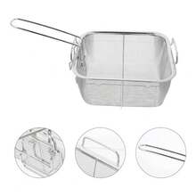 CANASTILLA METALICA PARA FREIDORA ACERO PAPAS A LA FRANCESA CAPEADO ACEITE CESTA ESCURRIDOR COMIDA - Plateado - Ver 2