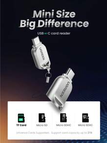 UGREEN USB C 读卡器 TF Micro SD Type C 3.1 OTG 内存卡读卡器适配器适用于华为 Micro SDHC SDXC 读卡器 - 銀色 - 查看 7