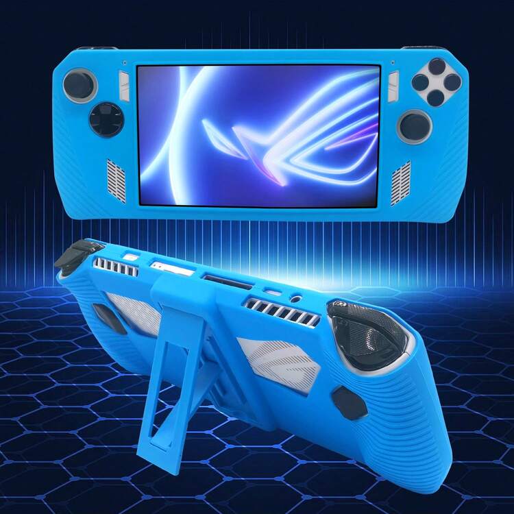 1 Pieza Funda Protectora De Silicona Con Función De Soporte, A Prueba De Caída/anti-polvo/anti-rayaduras/antideslizante/ A Prueba De Sudor. Diseño De Textura Antideslizante En La Parte Delantera Y Trasera Que Mejora La Sensación De Juego. Adecuado Para Asus. - Azul - Añade 1