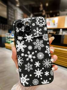1入聖誕雪花黑色大窗口手機殼,適用於蘋果型號 - 黑與白 - 查看 1