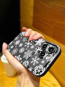 1入聖誕雪花黑色大窗口手機殼,適用於蘋果型號 - 黑與白 - 查看 2