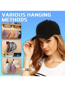 Perchero para sombreros, soporte para gorras, organizador de sombreros, ganchos para colgar, soportes de almacenamiento para gorras de béisbol, estante de almacenamiento para baño, estantes adhesivos para pared, sin perforación, gancho para colgar en la pared para sombreros, toallas, ropa, negro