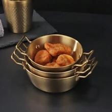 1 Stück SUS304 Edelstahl goldene Schüssel mit Griff, vielseitiges Design für Zuhause/Restaurant/Hotel/Grillen/Dessert/Bonbons/Obst/Snacks/Partys, Pastanudelschüssel, Müslischüssel, Ramensuppen-Schüssel, Küchengeschirr, Partyzubehör, Weihnachts-/Valentinstags-/Neujahrsgeschenk, Schulmaterial