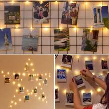 1 pieza Luces de cuerda con pinzas para fotos con pilas, luces de hadas con 30/50 pinzas LED, luces de cuerda LED de 32.8ft/16.4ft/9.84ft utilizadas para colgar tarjetas de fotos en las paredes del dormitorio para decoraciones navideñas, de jardín, de Acción de Gracias, de boda, fiestas y decoración del hogar, decoración de habitaciones, decoración de invierno