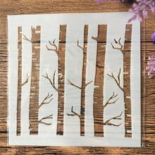 8pcs/Set White Plastic 5 Inch Stencils With Leaf, Flower And Wood Grain Patterns,Back To School,School Supplies