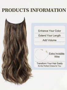 Extensión De Cabello Sintético Ondulado En Tono Marrón Miel Con Destellos Y Clips Para Uso Diario - Color Piano - Ver 3