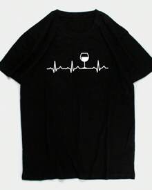 Camiseta Básica Masculina Algodão Taça De Vinho - Preto - Visão 1