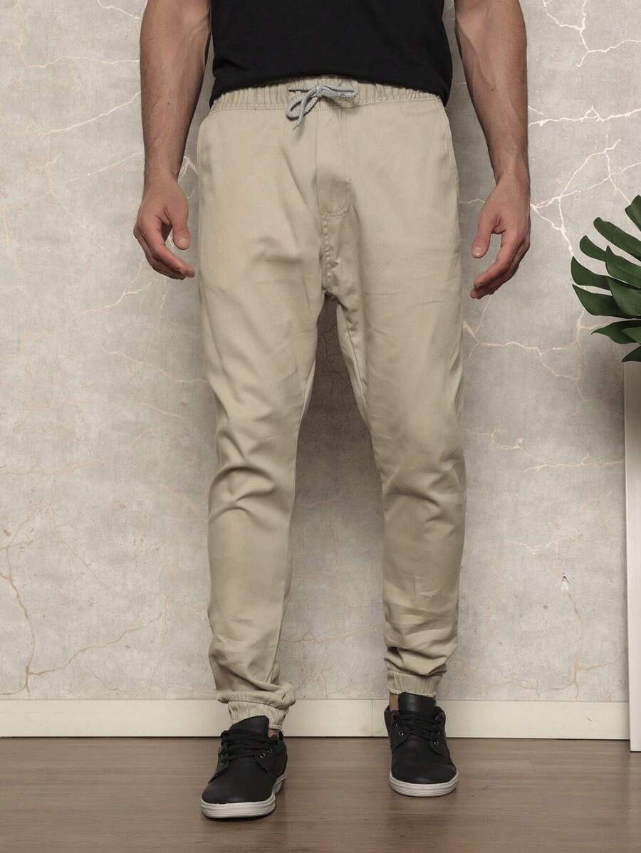 Men Pants - 杏色 - 查看 1