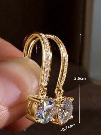 1對鋯石驚人設計吊墜耳環,適用於女孩派對裝飾,生日禮物