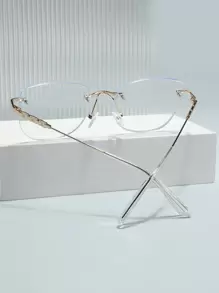 1pc Men's Classic All-Matched Cat Eye Metal Frame Glasses, Suitable For Daily Wear Clear Glasses Accessories