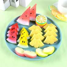1 Unidade Réplica Realista De Frutas Fatias Em Pvc - Maçã, Limão, Abacaxi, Melancia - Modelo De Brinquedo De Comida