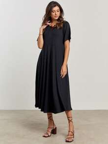 Women Sweater Dresses - 黑色 - 查看 3