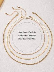 3pcs 14k Gold Plated Waterproof Stainless Steel Women's Necklace Set Including: Delicate Gold Figaro Chain Necklace, 14k Gold Plated Snake Chain Necklace And Simple Gold Layered Necklace With Geometric Pendants, Perfect Gift For Women/girls