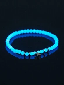 1pc Natural Stone Beaded Glow-In-The-Dark Bracelets With Whirlwind Pendant, Multi-Colored, Random Bead Qty - Multicolor - View 13