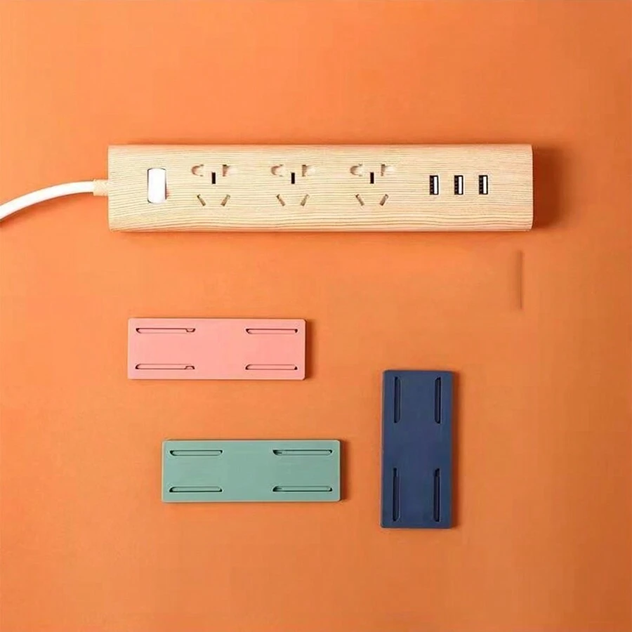1pc Plug Fixator Wall Hanging Router Power Strip Fixing Artifact For Wall-mounted Power Outlet, Socket, Extension Cord, Etc. - Pink - View 1