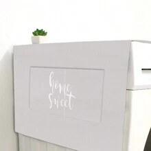 1 件藝術字母圖案防塵罩,北歐風格,帶 4 個儲物袋,防滑,可水洗,用於洗衣機、冰箱和家居裝飾 - 淺灰色 - 查看 3