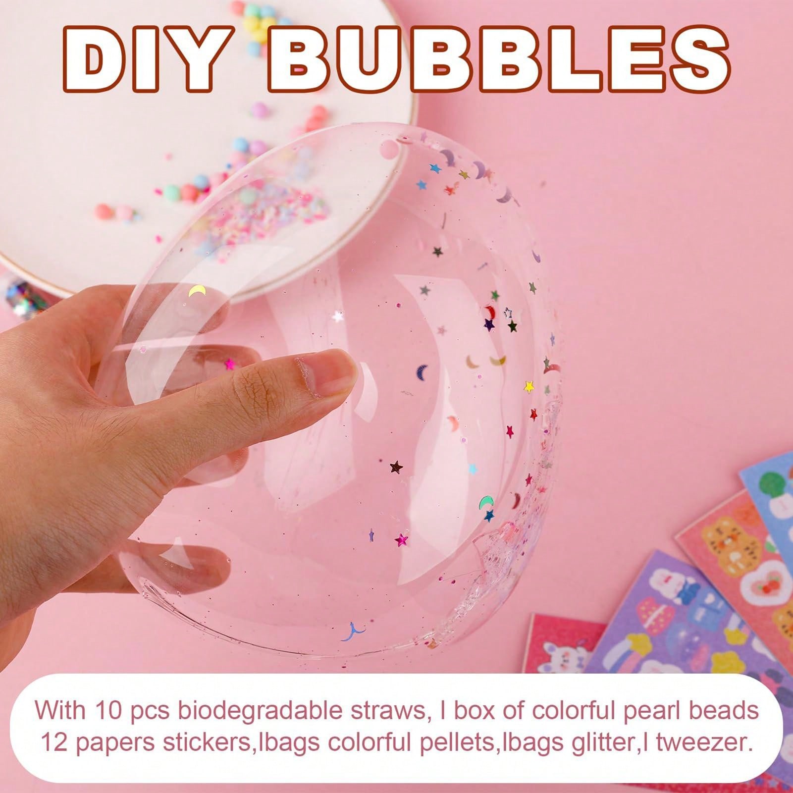 1 Set Nano Tape Bubbles Kit, Glitzer Nano Tape Bubbles Rosa Und Blau