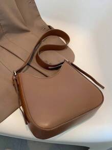 1個棕色時尚簡約肩袋,適合女性日常使用 - 棕色 - 查看 3