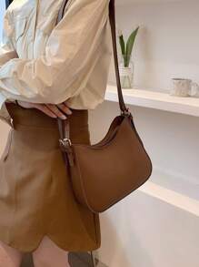 1個棕色時尚簡約肩袋,適合女性日常使用 - 棕色 - 查看 5