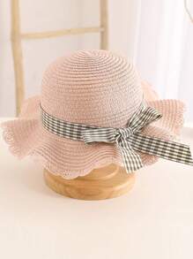 1 套女孩夏季公主蝴蝶结包带防晒帽，适合日常穿着和公主主题活动 - 粉色 - 查看 4