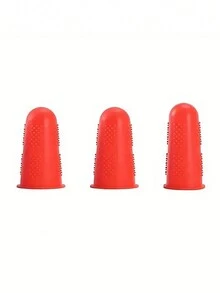 3pcs/Set Silicone Finger Protector, Finger Sleeves, Finger Tips For Piano Guitar Typing Etc. - Red - View 1