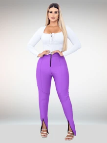 Women Leggings - 中紫紅色 - 查看 3
