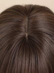 Long Curly Brown Wig With Straight Bangs Woven Chemical Fiber Hair Daily Artificial Scalp