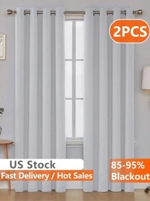 Estelar Textiler 2 Panels Solid Thermal-Insulated Blackout Curtains For Bedroom And Living Room For Protection Against Ultraviolet Rays,