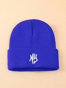1pc Or 2pcs Men's 3D Letter Embroidered Knitted Beanie Hat, Suitable For Fall & Winter Fall Outfit - Royal Blue - View 2