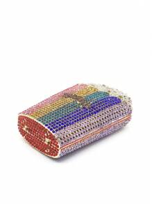 Multicolor Popcorn Crystal Clutch Bag ,Dazzling Exquisite Rhinestone Handbags Classic Rainbow Colorful Chain Evening Purse For Party,Prom Events.Best Gifts - Multicolor - View 10