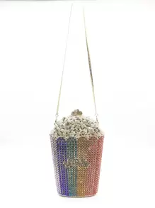 Multicolor Popcorn Crystal Clutch Bag ,Dazzling Exquisite Rhinestone Handbags Classic Rainbow Colorful Chain Evening Purse For Party,Prom Events.Best Gifts - Multicolor - View 8