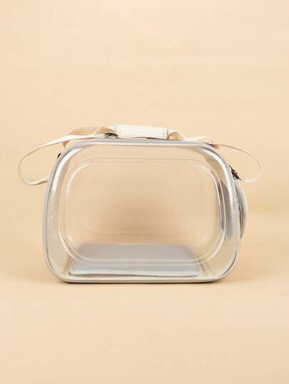 1pc Pet Transparent Backpack, Portable Cat Carrier Breathable Dog Backpack, Cat Supplies For Outdoor Use