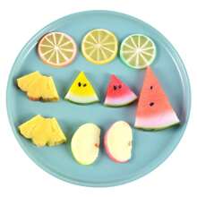 1 Unidade Réplica Realista De Frutas Fatias Em Pvc - Maçã, Limão, Abacaxi, Melancia - Modelo De Brinquedo De Comida