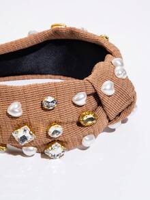 1 件女式布料和珠寶裝飾心形珍珠髮帶