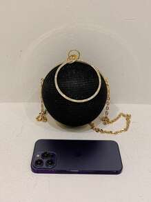 迷人,優雅,精緻,安靜的豪華亮片,時尚,奢華,閃亮的迷你閃粉球形手拿包,晚禮服包,晚禮服包,晚宴手拿包,適合派對女孩,女人,新娘,完美適用於派對,婚禮,舞會,晚宴/宴會 - 黑色 - 查看 3