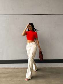 Women Tops - 橘色 - 查看 5