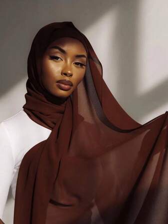 1 件柔软 Abaya 配饰纯色雪纺头巾配人造珍珠，适合女士日常休闲使用头带柔软头巾面纱服装