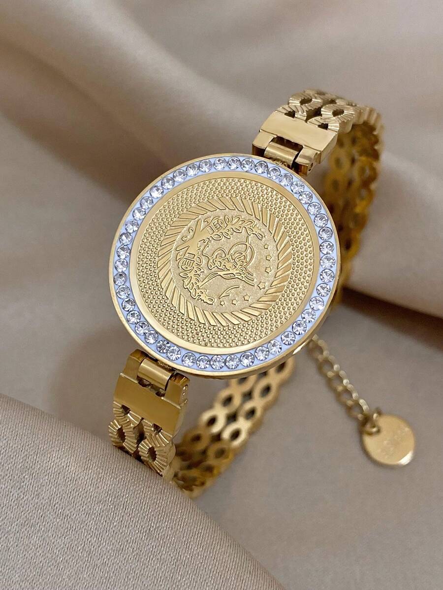 1入扭轉帶設計不鏽鋼手鐲女士鑽石花卉手鐲手鐲聖誕日常派對首飾禮物