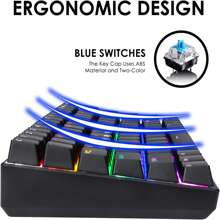 Wireless Gaming Keyboard Mechanical Blue LED Backlit Bluetooth 5.0/Wireless 2.4G/Wired 84 Keys Mini Keyboard With Rechargeable 3000mAh Battery Brown Switches Type-C USB Receiver For Windows Gaming PC - 黑色混光 - 查看 5