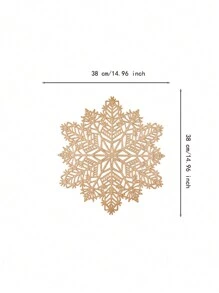 X WOTP 1 件家居酒店装饰餐垫，适用于厨房、餐厅、农舍、派对、节日、婚礼、生日，防水隔热，镂空设计，PVC 材料，带有金色圣诞雪花细节 - 金色 - 查看 4