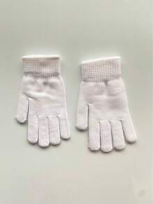 Gestrickte Handschuhe Für Frauen, Herbst/ Winter Warme Handschuhe Für Studenten, Die Fahrrad Fahren, Fünf Finger, Süßes Design, Einfarbig, Kältebeständig