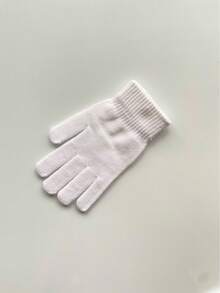 Gestrickte Handschuhe Für Frauen, Herbst/ Winter Warme Handschuhe Für Studenten, Die Fahrrad Fahren, Fünf Finger, Süßes Design, Einfarbig, Kältebeständig