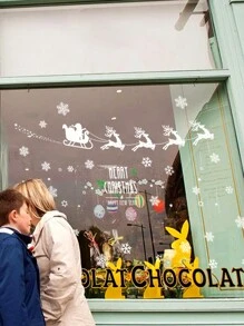 1pc Christmas Decoration Window Sticker Waterproof Adhesive For Shop Window/Glass Door Scene Decoration